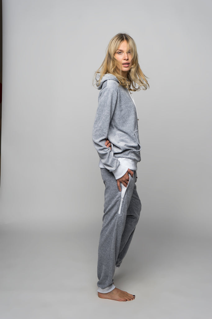 light grey color velours loungewear